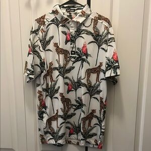 Bad Birdie Men's Tropical Print Golf Shirt